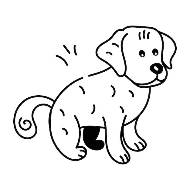 Ícone de estilo doodle útil de um cão obediente