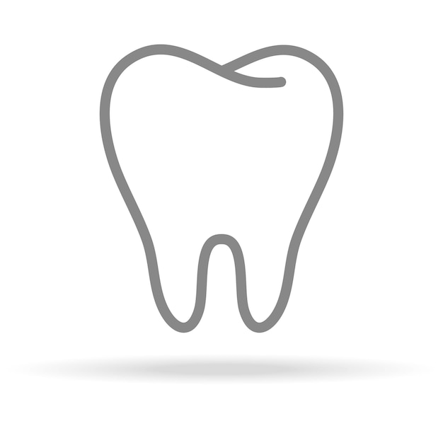 Ícone de estomatologia de dente humano em estilo de linha fina na moda isolado no fundo branco símbolo médico para sua ilustração vetorial de logotipo de aplicativos de design