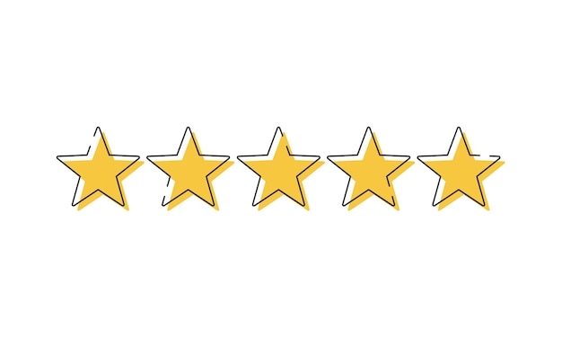 Ícone de estrela Vector amarelo isolado cinco estrelas Conceito de feedback do cliente Vector revisão de classificação de 5 estrelas Vector design de forma de qualidade
