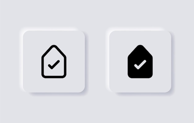 Ícone de etiqueta de preço verificado símbolo de verificação de melhor preço nos botões de neumorfismo ícones da interface do usuário da interface do usuário