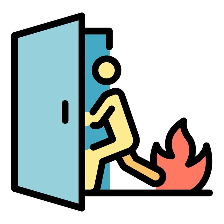 Vetor ícone de evacuação humana de fogo