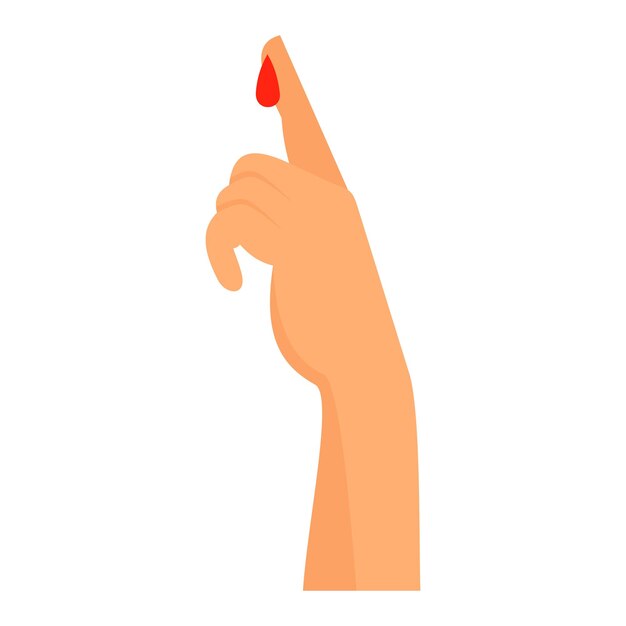 Ícone de exame de sangue de dedo ilustração plana do ícone vetor de teste de sangue de dedo para web design