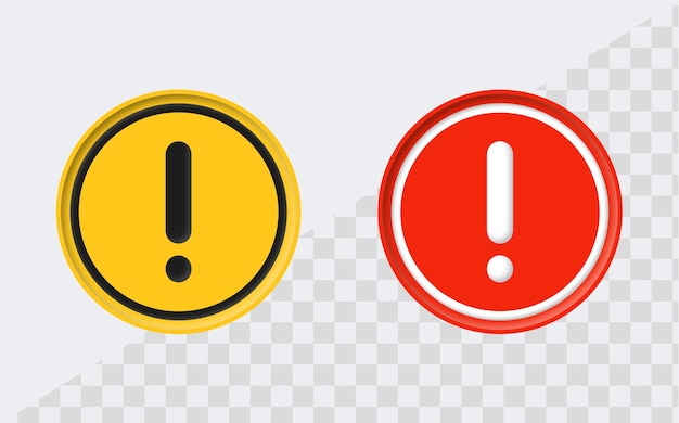 ícone de exclamação no círculo moderno amarelo cores vermelhas ou sinal de aviso cuidado com os ícones