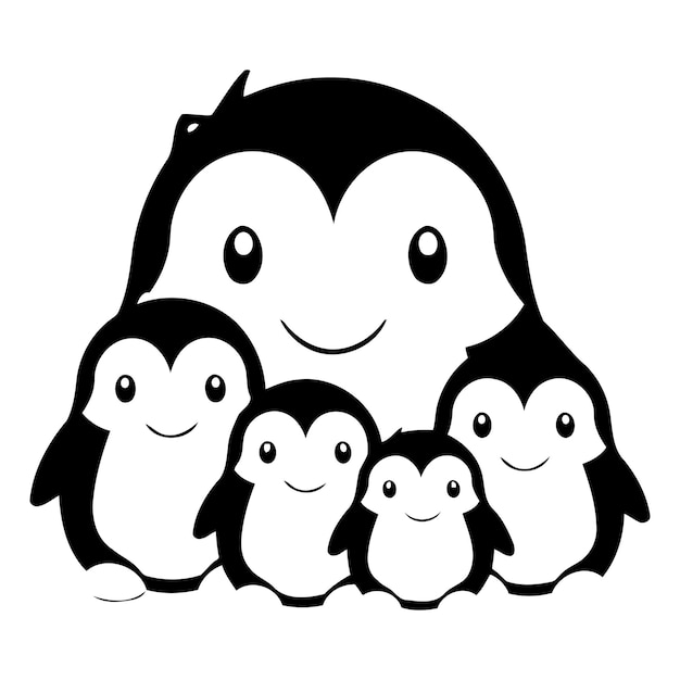 Vetor Ícone de família de pinguins ilustração de desenho animado de ícone vetorial de família de pingüins para a web