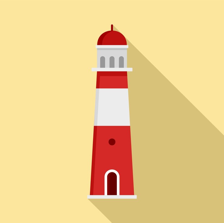 Vetor ícone de farol de porto ilustração plana do ícone vetorial do farol do porto para design web