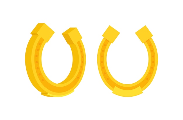 Ícone de ferradura dourada, sinal de boa sorte, ilustração vetorial de estoque