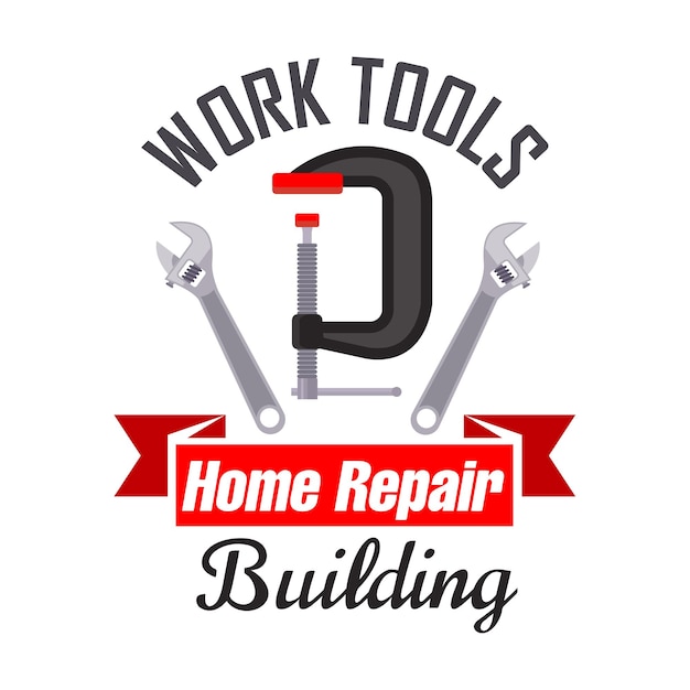 Vetor Ícone de ferramentas de trabalho de construção e reparo em casa