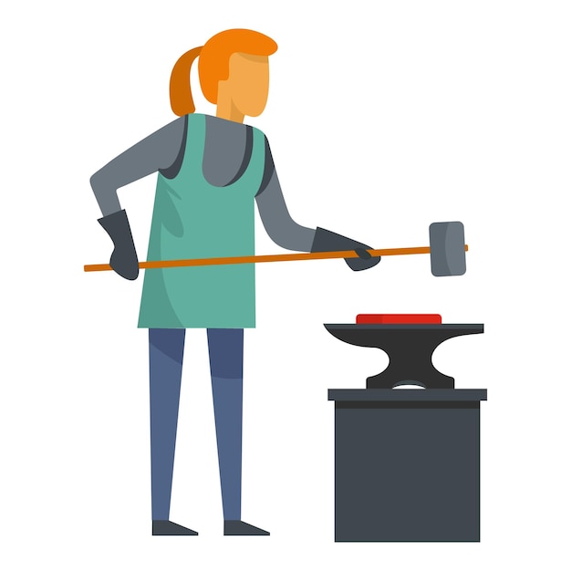 Vetor Ícone de ferreiro de mulher ilustração plana do ícone de vetor de ferreiro de mulher para web