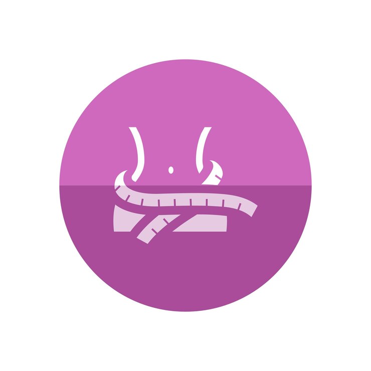Vetor ícone de fita de medição em estilo de círculo de cor plana corpo mulher garota moda beleza dieta estilo de vida saudável