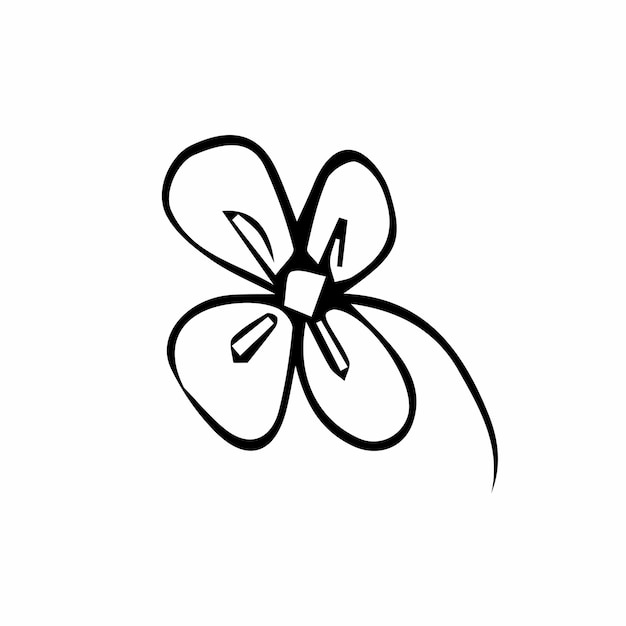 Ícone de flor mão desenhada simples ilustração vetorial de contorno preto clipart em estilo doodle isolado