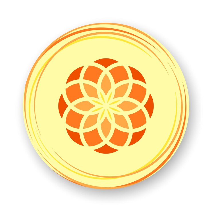 Vetor ícone de flor plana flor laranja estilizada em fundo amarelo