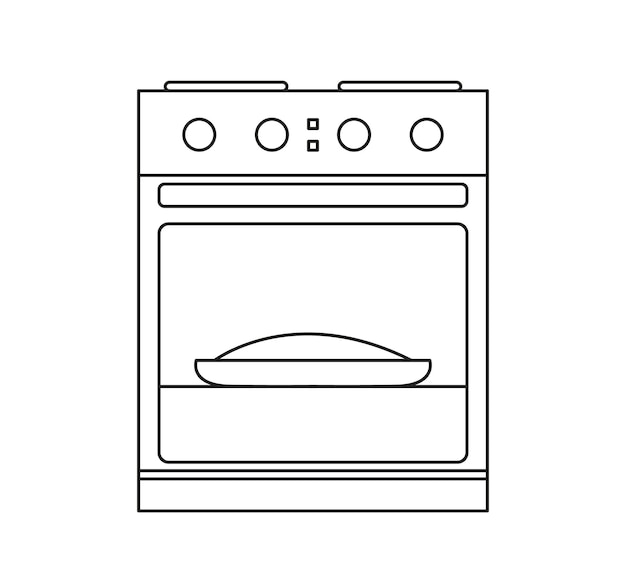 Ícone de fogão em fundo branco. equipamento de cozinha. ilustração vetorial. ícone de forno de arte em linha.