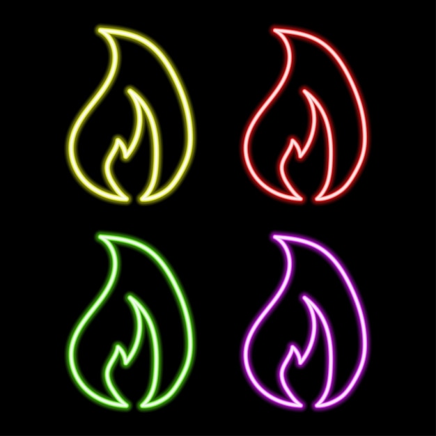 Vetor Ícone de fogo neon elementos em ícones de estilo neon ícone de chama neon simples para sites web design gráficos de informações de aplicativos móveis ilustração vetorial no estilo neon