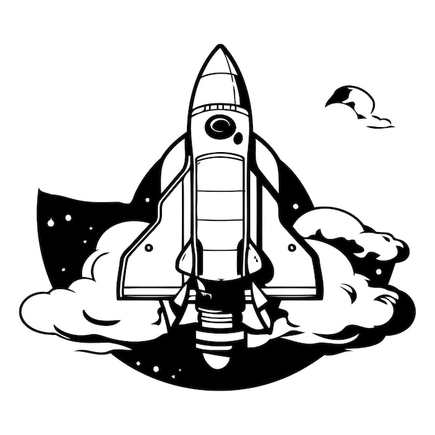 Vetor Ícone de foguete espacial ilustração vetorial em estilo de desenho animado isolado em fundo branco