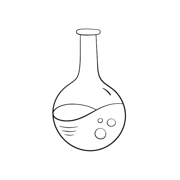 Vetor Ícone de frasco em ilustração vetorial de estilo doodle tubo de laboratório de química para estudo