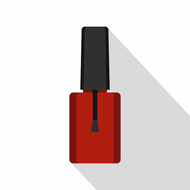 Vetor Ícone de garrafa de esmalte de unhas vermelho ilustração plana de icona vetorial de garrafa do esmalte vermelho para a web