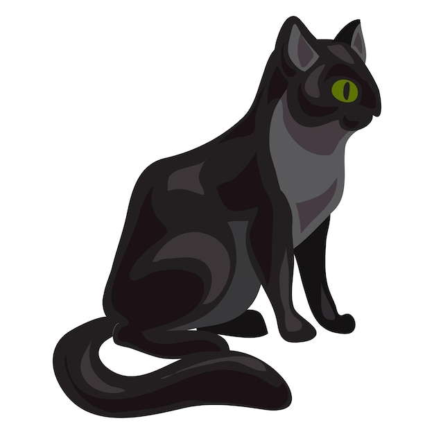 Ícone de gato preto desenho animado de ícone vetorial de gato preto para web design isolado em fundo branco