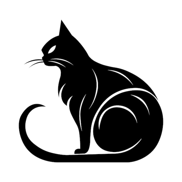 Vetor Ícone de gato preto em fundo branco