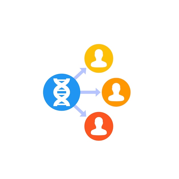 Ícone de genética com cadeia de dna e pessoas