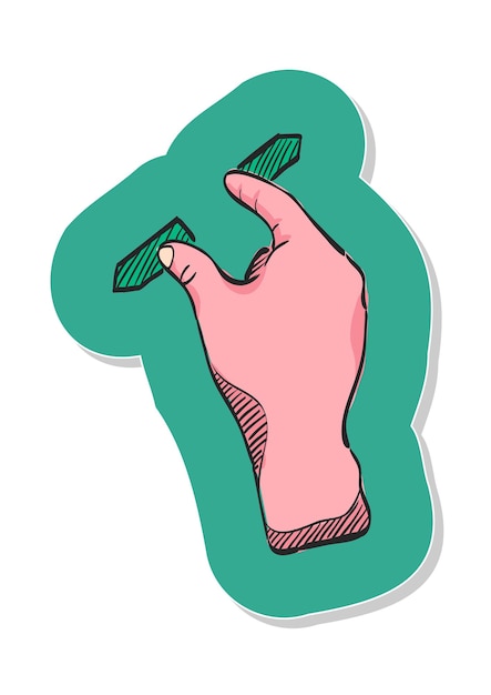 Vetor Ícone de gesto de dedo do touchpad desenhado à mão em ilustração vetorial de estilo adesivo
