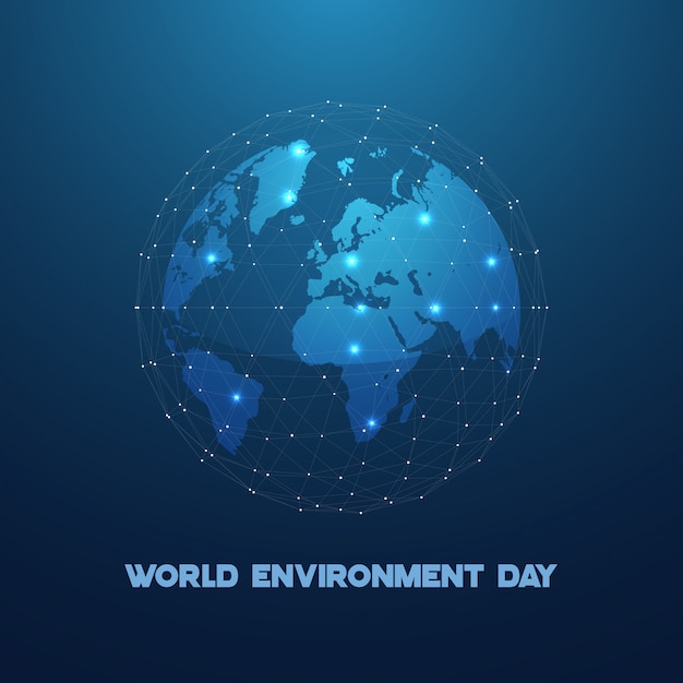 Ícone de globo terra dentro de linhas de rede - arte para o dia mundial do meio ambiente