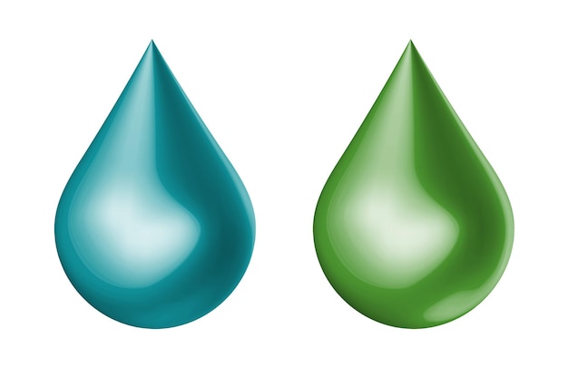 Vetor Ícone de gota de óleo verde 3d gráfico realista elemento de gota de água isolado em render metálico cromado