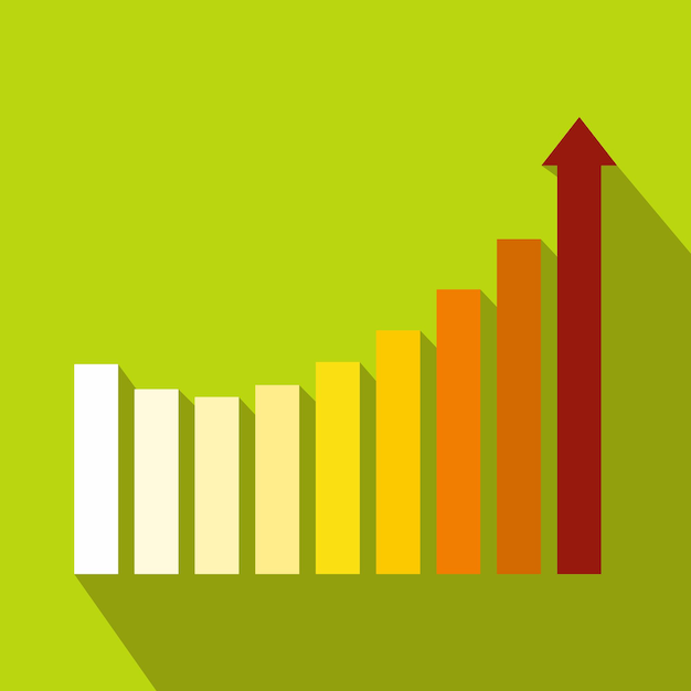 Ícone de gráfico de negócios em estilo simples sobre um fundo verde