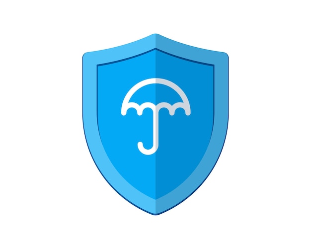 Ícone de guarda-chuva de escudo. símbolo de proteção e segurança. logotipo do vetor de segurança