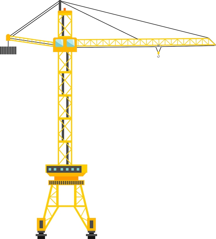Vetor ícone de guindaste de torre de construção em ilustração vetorial de estilo simples