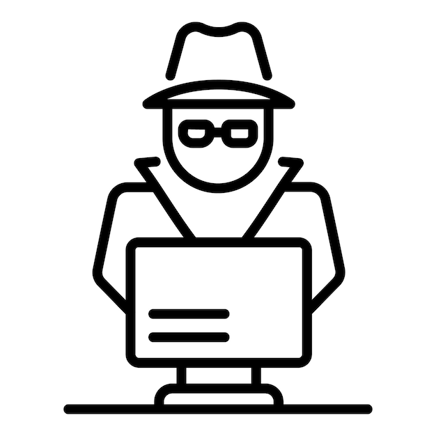 Vetor Ícone de hacker secreto de laptop