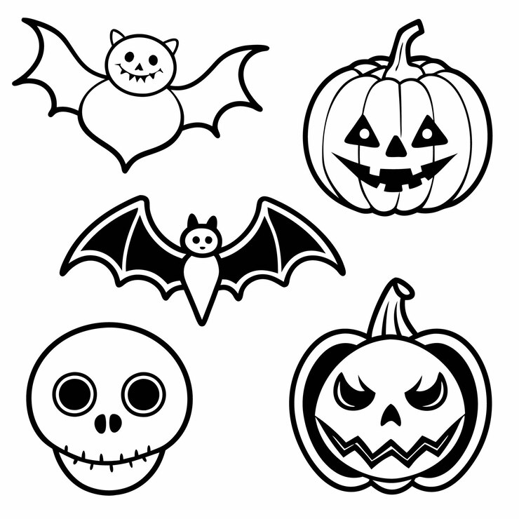 Vetor ícone de halloween divertido e festivo com decorações de bruxa e assustadoras