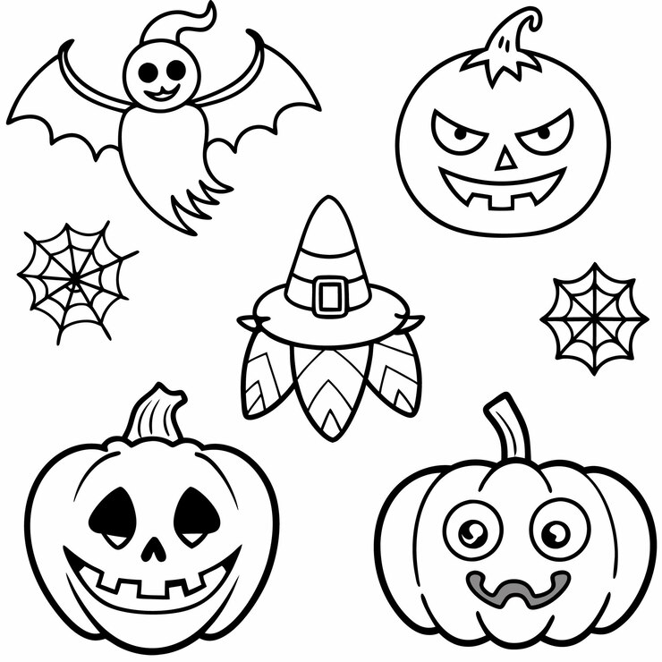 Vetor ícone de halloween divertido e festivo com decorações de bruxa e assustadoras