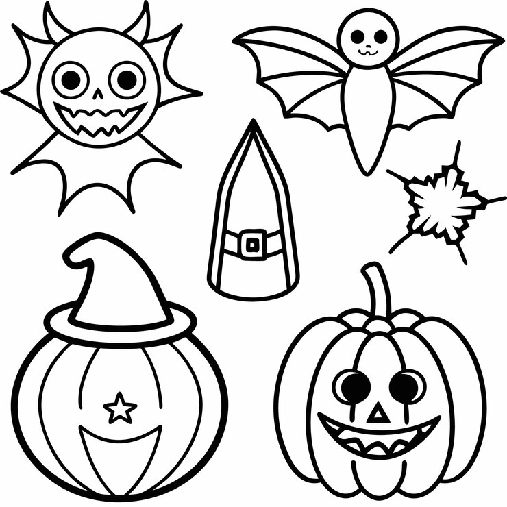 Vetor ícone de halloween divertido e festivo com decorações de bruxa e assustadoras