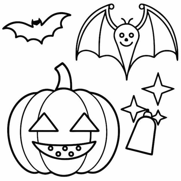 Ícone de Halloween divertido e festivo com decorações de bruxa e assustadoras