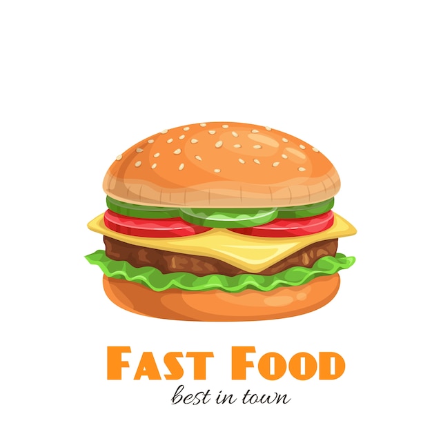 Ícone de hambúrguer. ilustração de fast food