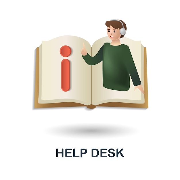 Vetor Ícone de help desk 3d ilustração da coleção de suporte ao cliente ícone de help desk 3d criativo para modelos de design web infográficos e mais