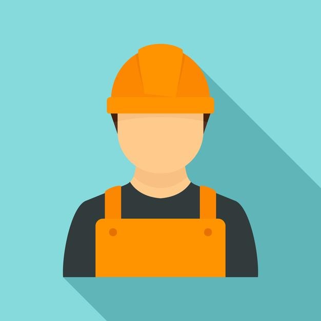 Ícone de homem de construção ilustração plana do ícone vetor de homem de construção para web design