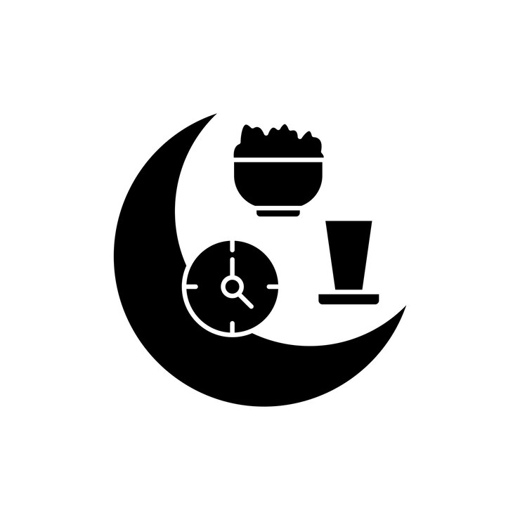 Vetor ícone de iftar do ramadan definido após o jejum símbolo vetor de data da refeição