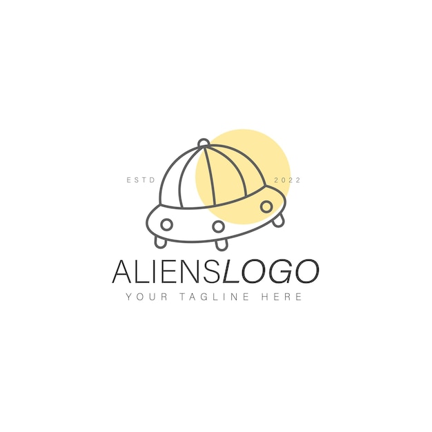Ícone de ilustração de design de logotipo de linha alienígena ufo
