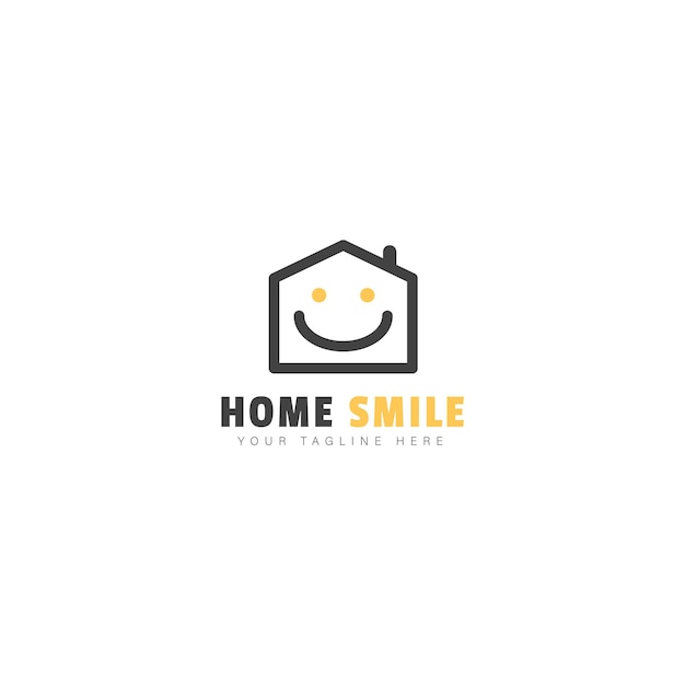 Ícone de ilustração de design de logotipo de sorriso em casa