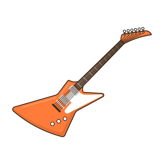 Vetor Ícone de ilustração de guitarra desenho de estilo de desenho animado fundo branco isolado