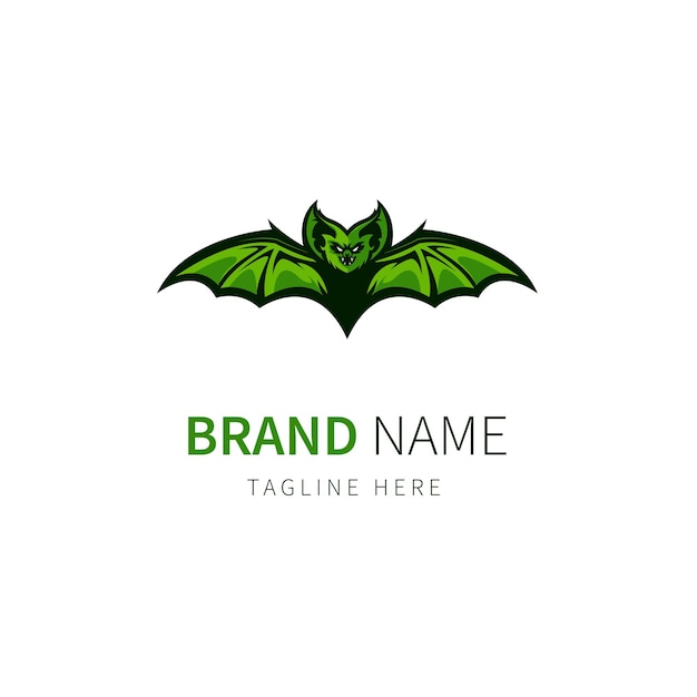 Ícone de ilustração de morcego verde de logotipo de morcego no fundo branco