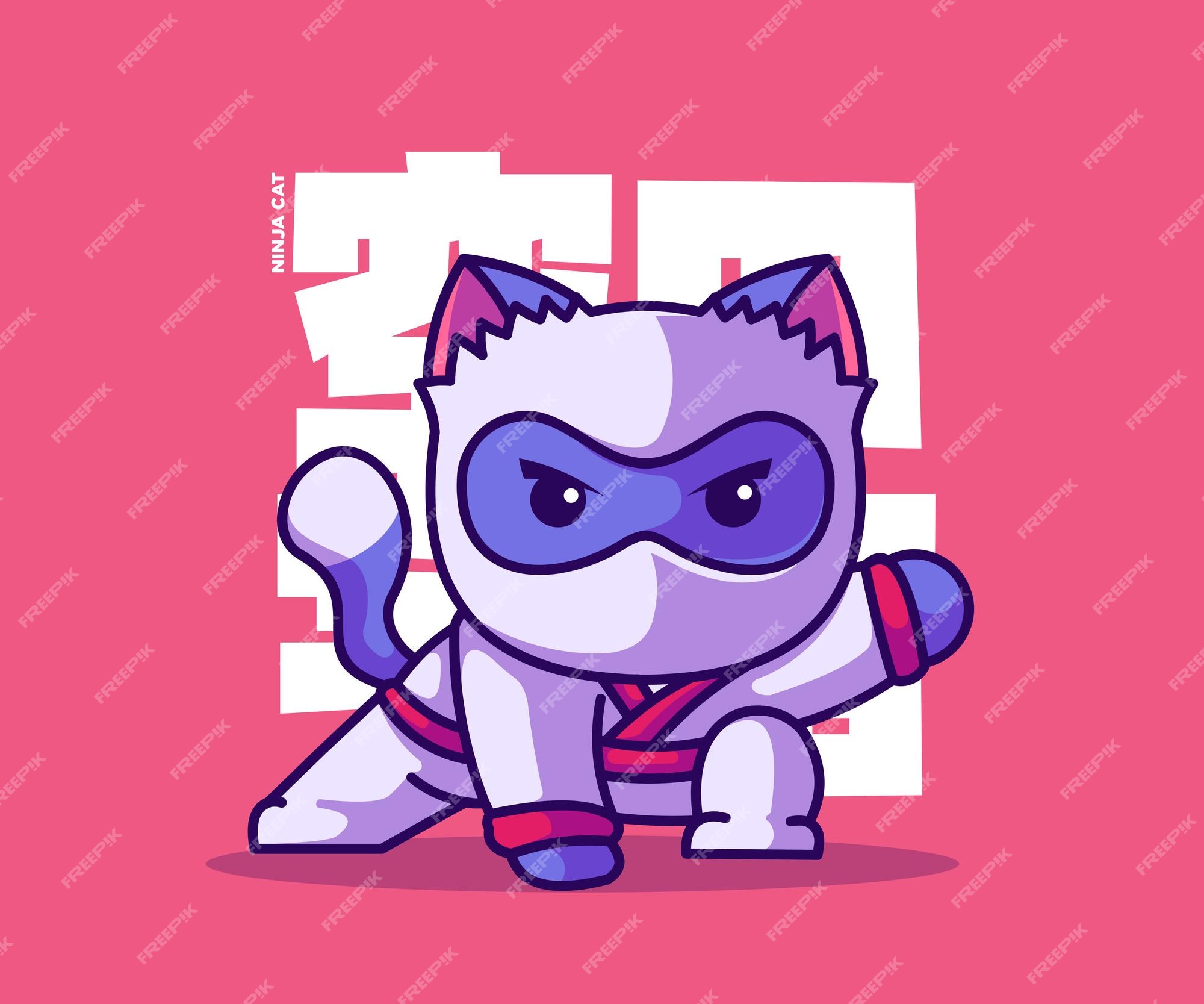 Ilustração de personagem de desenho animado de gato ninja