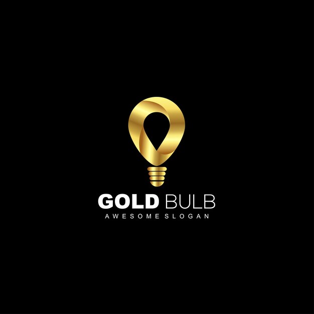 Vetor Ícone de ilustração do logotipo de design de bulbo de ouro