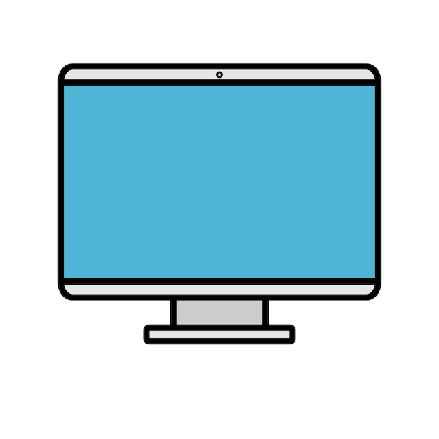 Ícone de ilustração vetorial de um computador retangular inteligente digital moderno com laptop de monitor