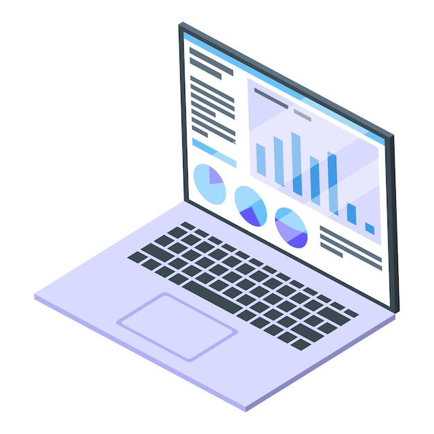 Ícone de investimentos em laptop isométrico do ícone vetor de investimentos em laptop para web design isolado em fundo branco