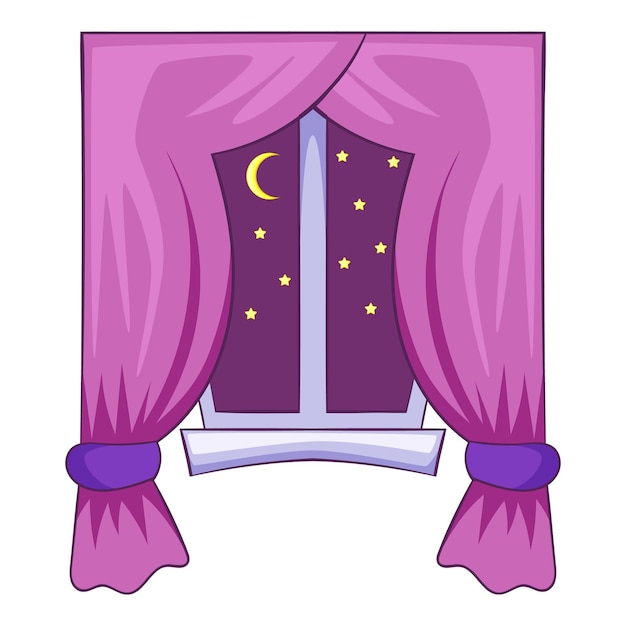 Ícone de janela noturna ilustração de desenho animado do ícone vetor de janela noturna para web