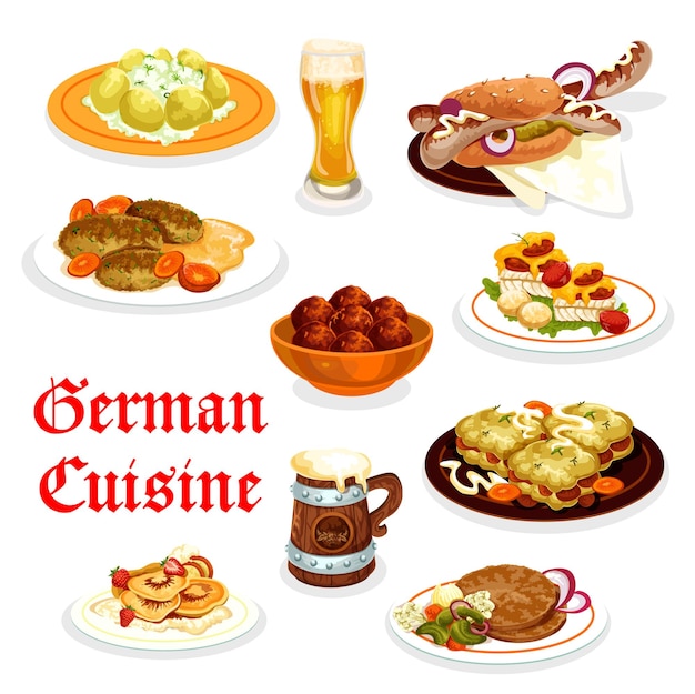 Ícone de jantar de cozinha alemã com comida de oktoberfest