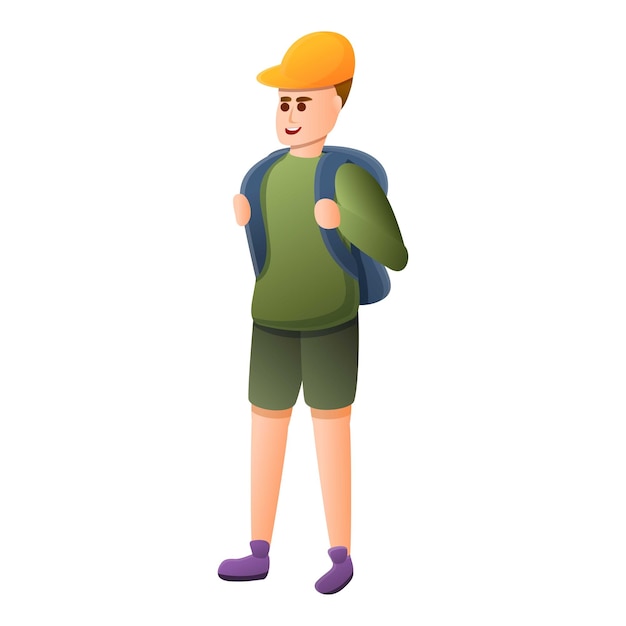 Ícone de jovem turista Caricatura de jovem turista ícone vetorial para design web isolado em fundo branco