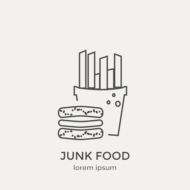 Ícone de junk food. conjunto de ícones modernos de linha fina. elementos gráficos da web de design plano.